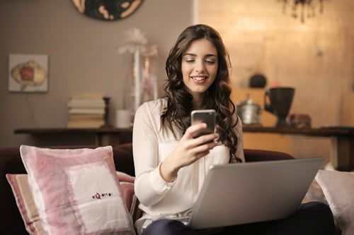 Woman taking part in a video call